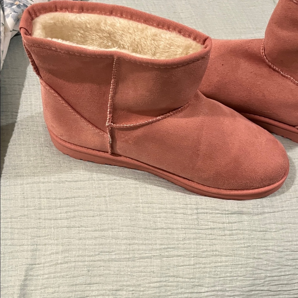 Women's Cozy Suede Winter Boots - Pink - Picture 4 of 10